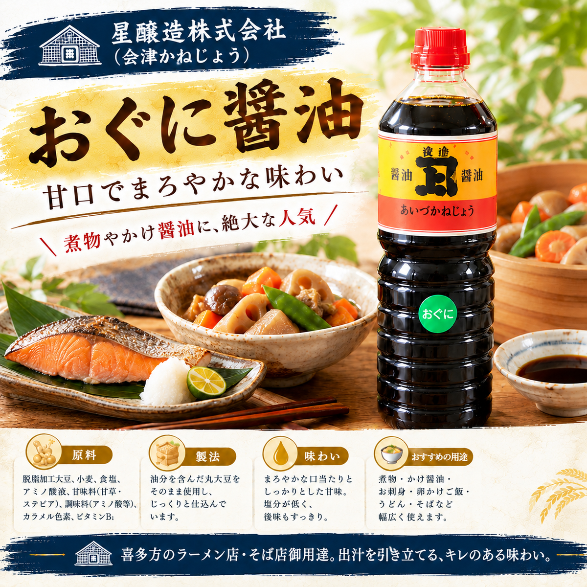 会津かねじょう 醤油彩り3本入りセット