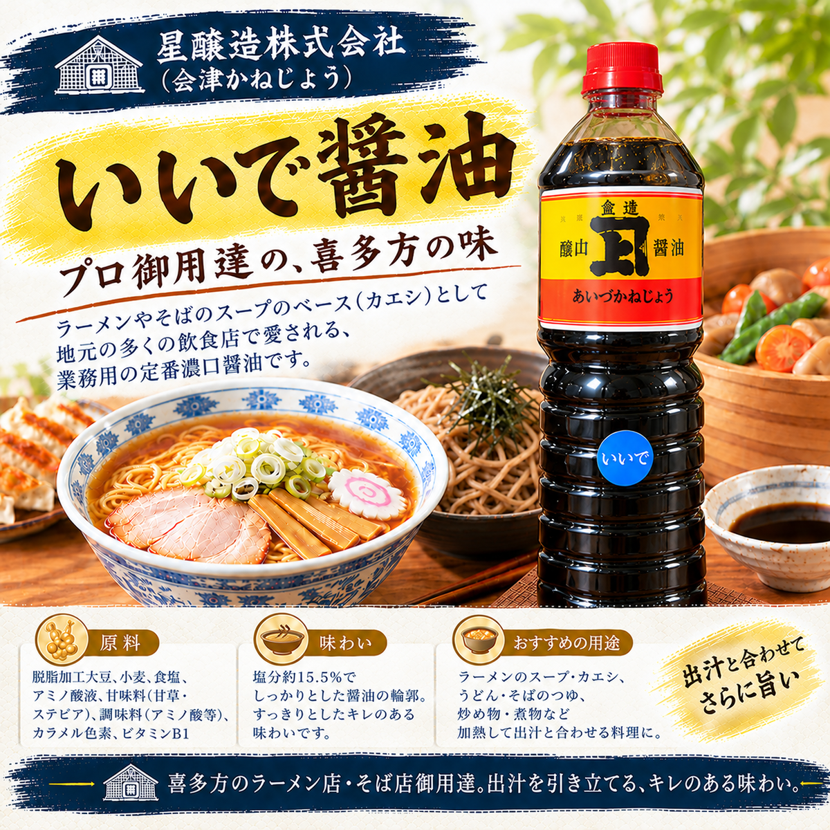 会津かねじょう 醤油彩り3本入りセット