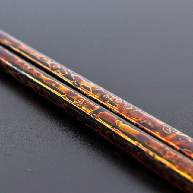 会津塗 夫婦箸セット 【金虫喰塗り】 - ふくしま市場|福島県産品オンラインストア