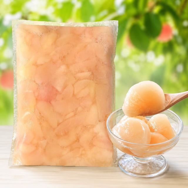 果樹園の完熟桃のコンポート500g【冷凍・不揃い】