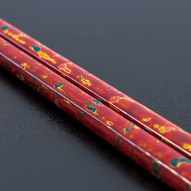 会津塗 夫婦箸セット 【金虫喰塗り】 - ふくしま市場｜福島県産品オンラインストア